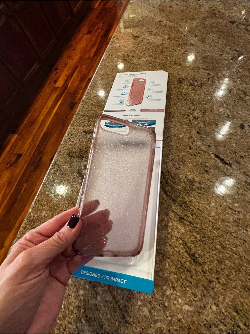 speck Presidio Clear+Glitter iPhone 7 Plus Case in Rose Glitter